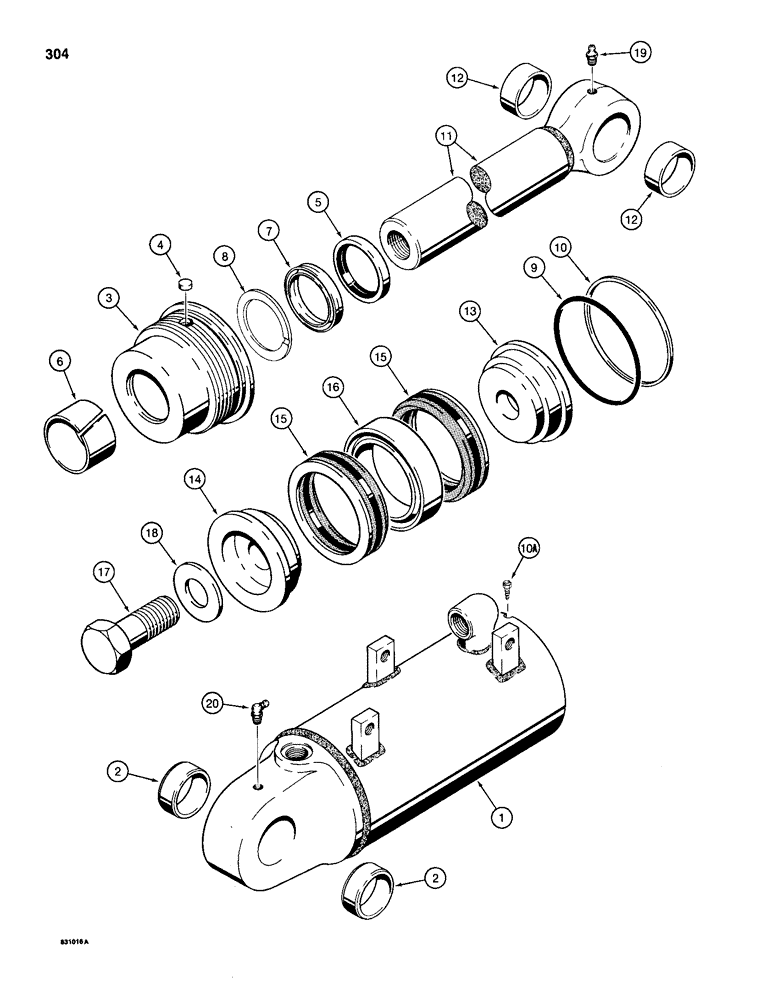 Схема запчастей Case 1150D - (304) - G107405 DOZER TILT CYLINDER, TILT DOZER MODELS (08) - HYDRAULICS