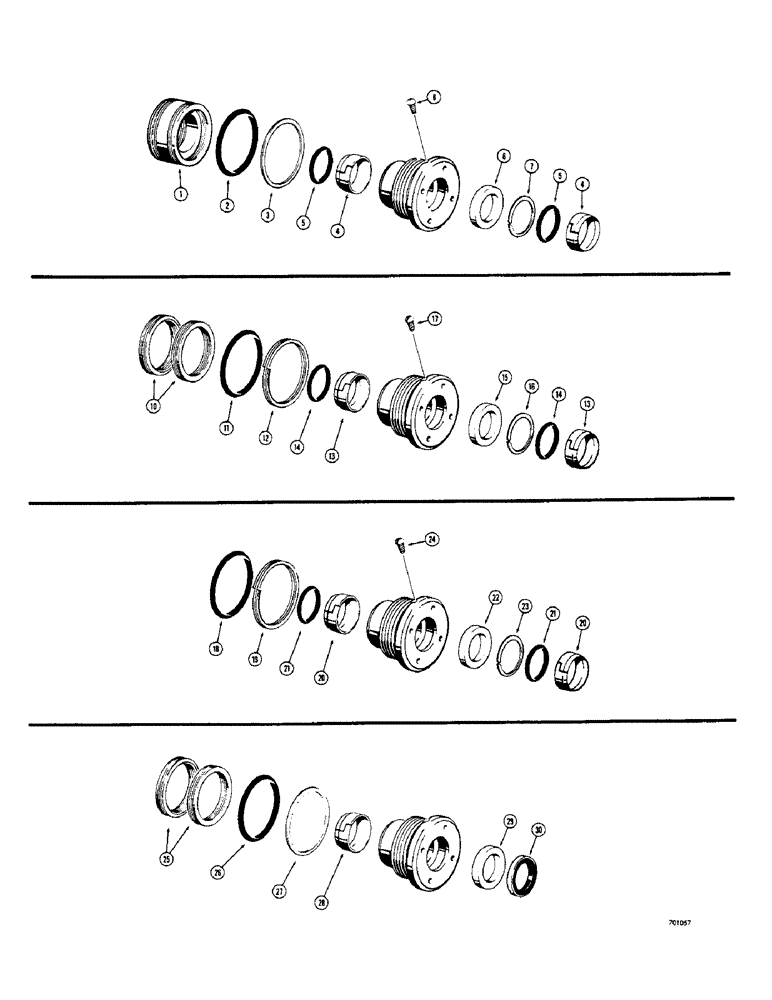 Схема запчастей Case 33 - (350) - CYLPACKING KITS, W/3-1/2"ID TUBE&1-3/4"DIA. ROD ONLY D37356 CYL PACKING KIT 