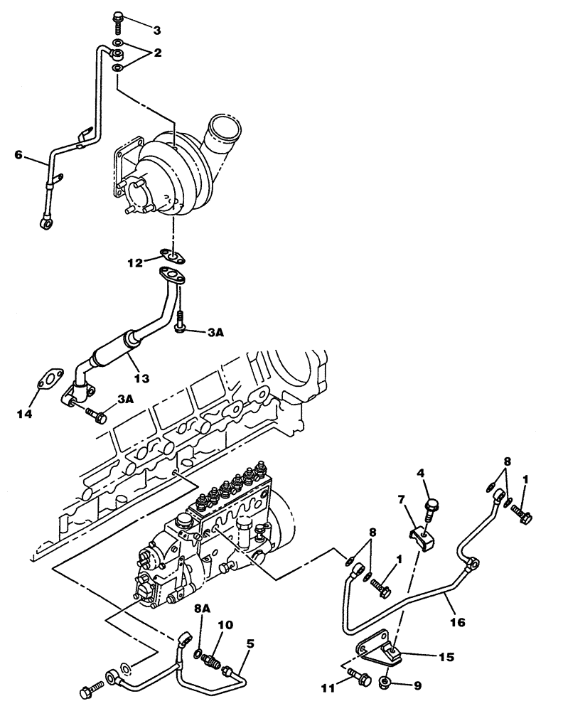 Схема запчастей Case CX350 - (02-041-00[01]) - OIL CIRCUIT - ENGINE (03) - FUEL SYSTEM