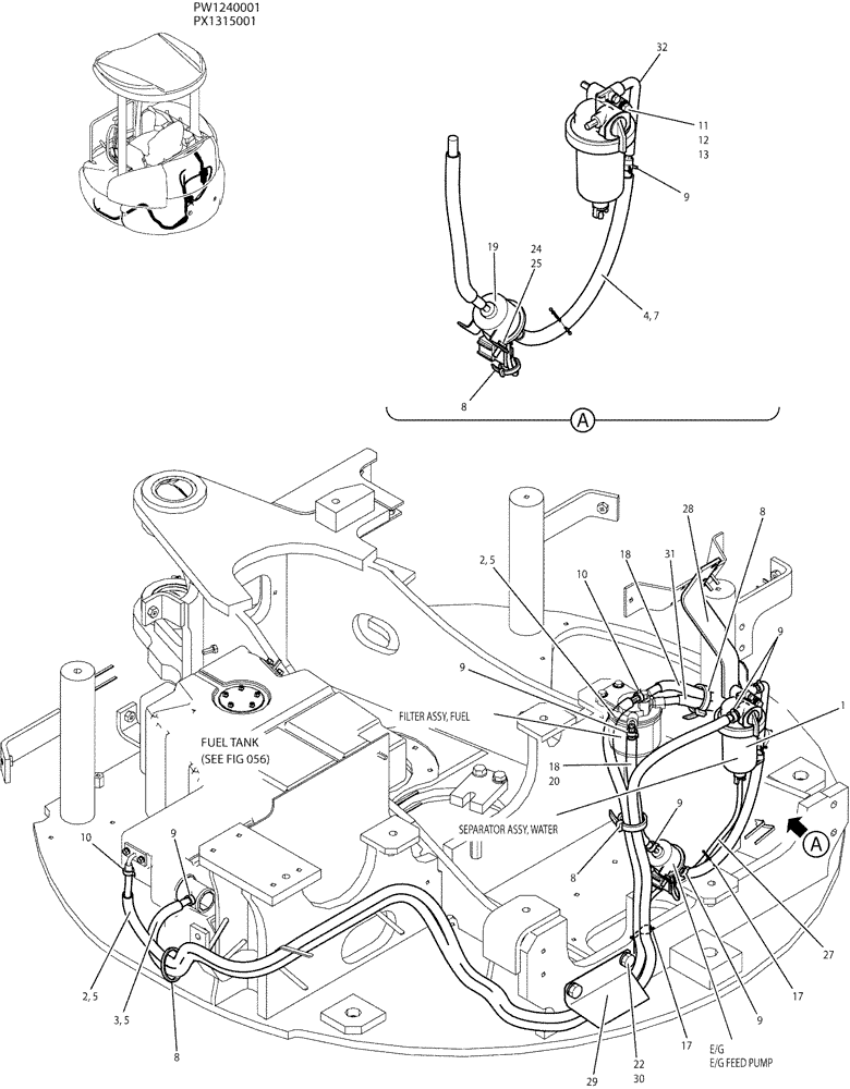 Схема запчастей Case CX36B - (05-005) - FUEL LINES (COOLER) (10) - ENGINE