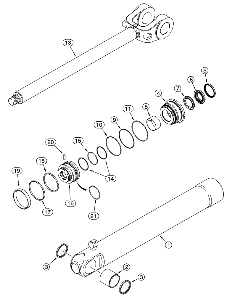 Схема запчастей Case 621C - (08-033) - CYLINDER ASSY LOADER LIFT (08) - HYDRAULICS