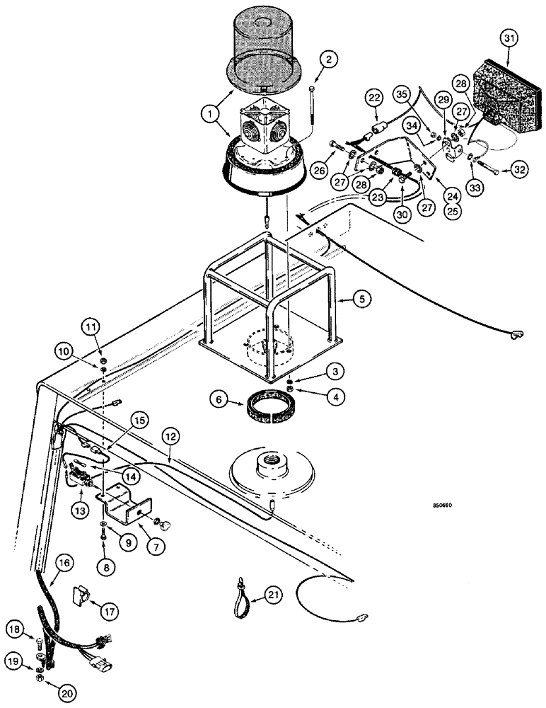 Схема запчастей Case W14FL - (206) - LAMPS AND ROTATING BEACON, USED ON MODELS WITH CANOPY, USED ON P.I.N. 9154965 AND AFTER (04) - ELECTRICAL SYSTEMS