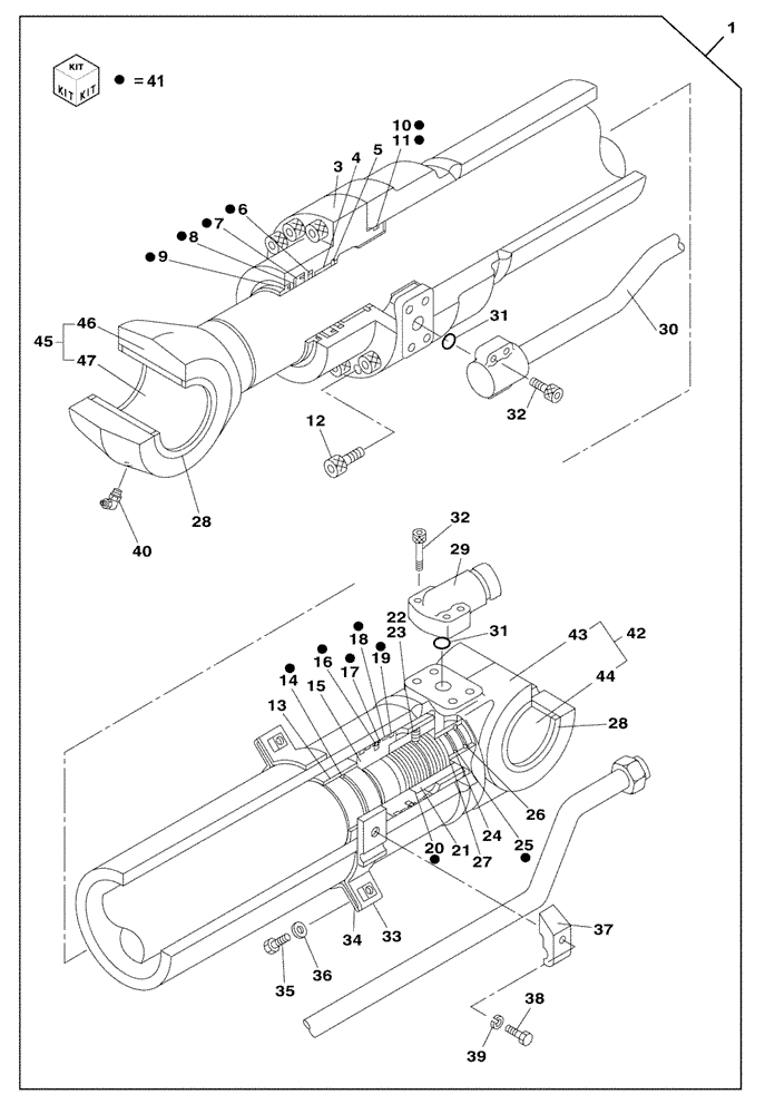 Схема запчастей Case CX210C LR - (35.737.06) - DIPPER CYLINDER - WITHOUT SAFETY VALVE - MONOBLOCK BOOM - 8.70M - CX210C LR (35) - HYDRAULIC SYSTEMS