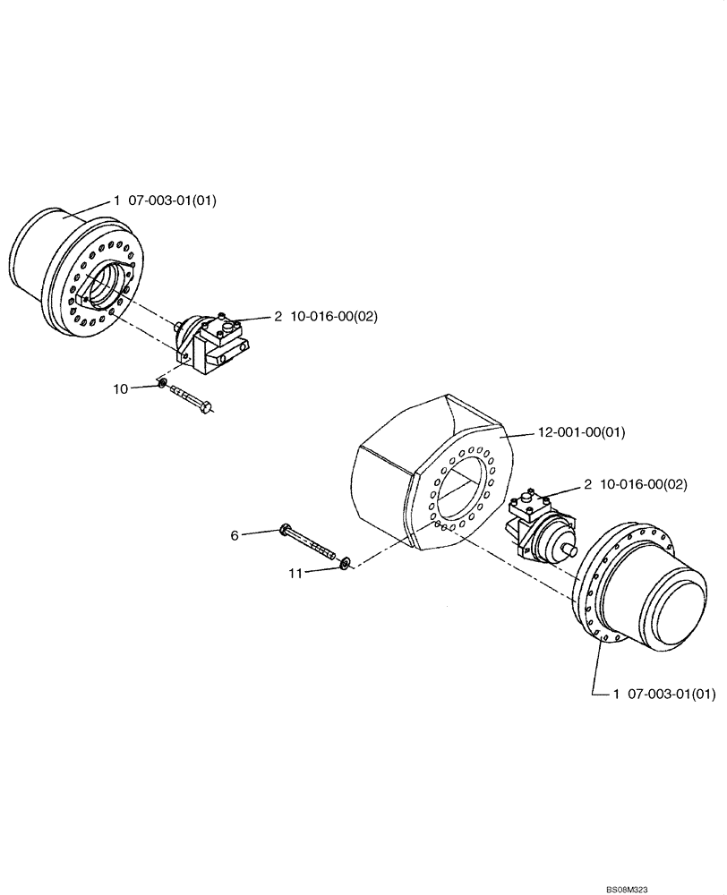 Схема запчастей Case SV216 - (35.353.15[01]) - DRIVE ASSY, REAR WHEELS (GROUP 95) (ND103104) (35) - HYDRAULIC SYSTEMS