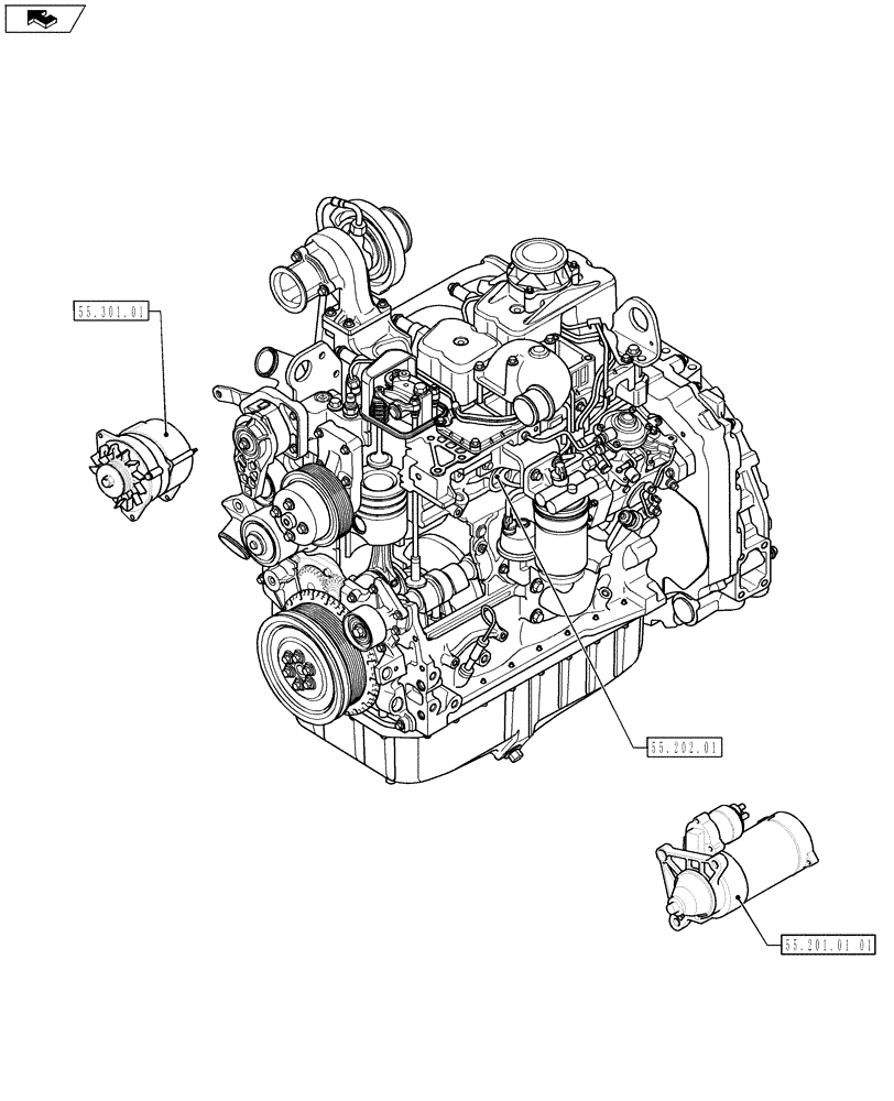 Схема запчастей Case 590SN - (00.000.55[01]) - PICTORIAL INDEX - ELECTRICAL SYSTEM (00) - GENERAL & PICTORIAL INDEX