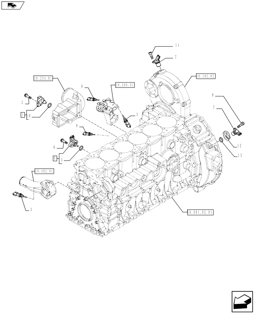 Схема запчастей Case F3AE0684S E913 - (55.414.01) - MOTOR SENSORS (504138293) (55) - ELECTRICAL SYSTEMS