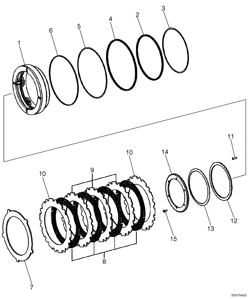 Схема запчастей Case 621E - (06-49) - AXLE, FRONT - BRAKE - P.I.N. N8F203848 AND AFTER (06) - POWER TRAIN