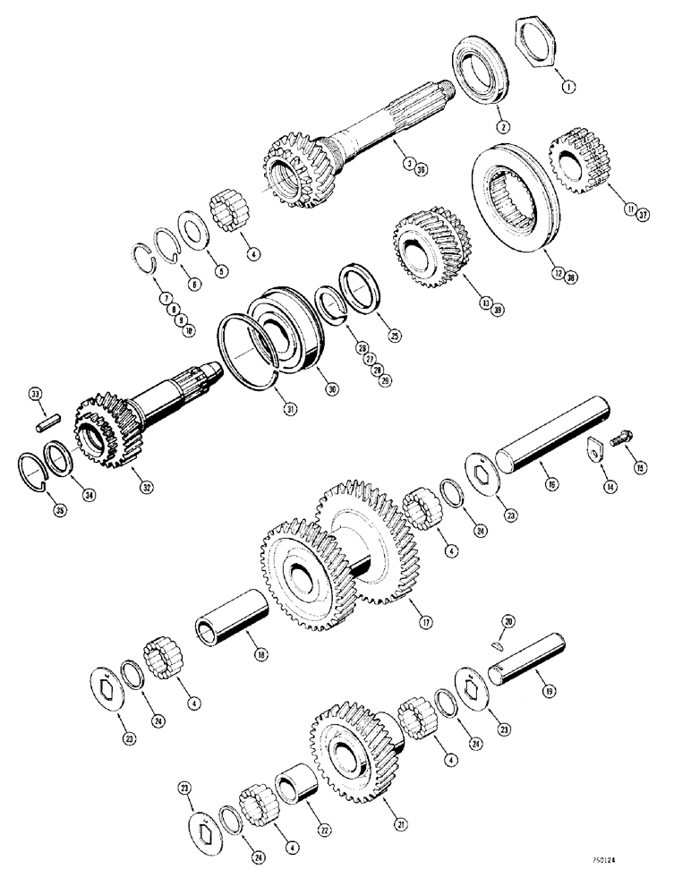 Схема запчастей Case 300C - (080) - SYNCHROMESH TRANSMISSION, GEARS AND SHAFTS, REVERSE BOX (06) - POWER TRAIN