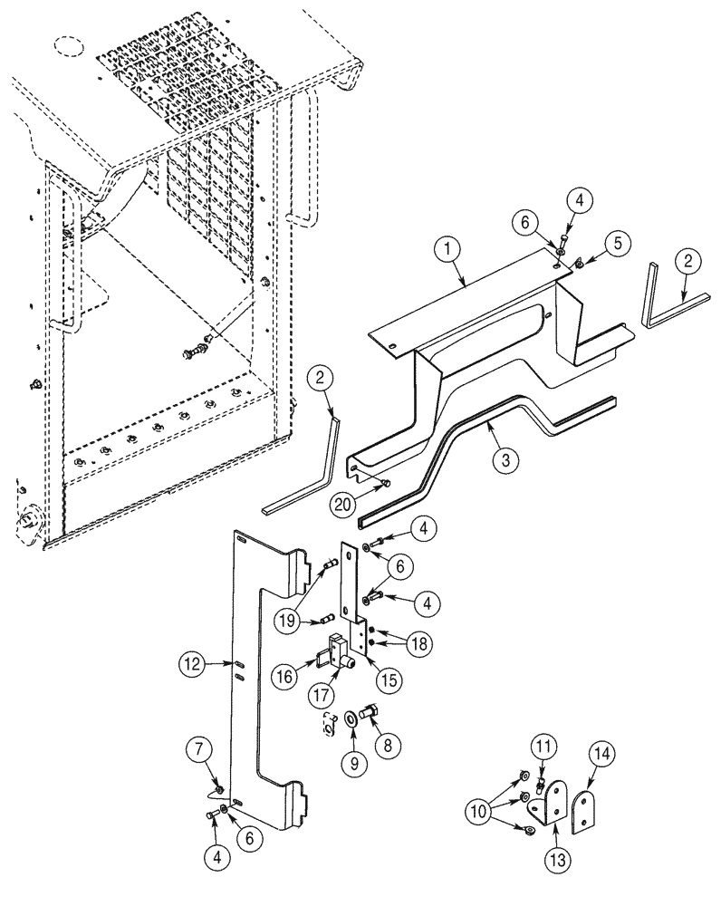 Схема запчастей Case 75XT - (09-44) - DOOR, FRONT - MOUNTING, FRAME (09) - CHASSIS