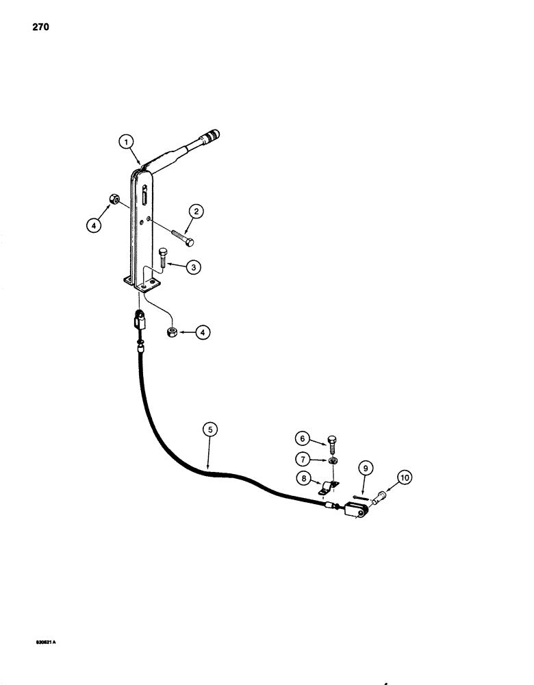 Схема запчастей Case 1080 - (270) - SWING BRAKE LEVER AND CABLE (35) - HYDRAULIC SYSTEMS