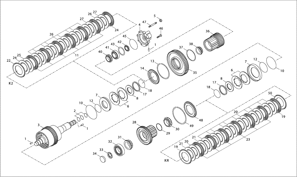 Схема запчастей Case 330B - (18A00000972[001]) - CLUTCH ASSEMBLY K2/KR (87515021) (03) - Converter / Transmission