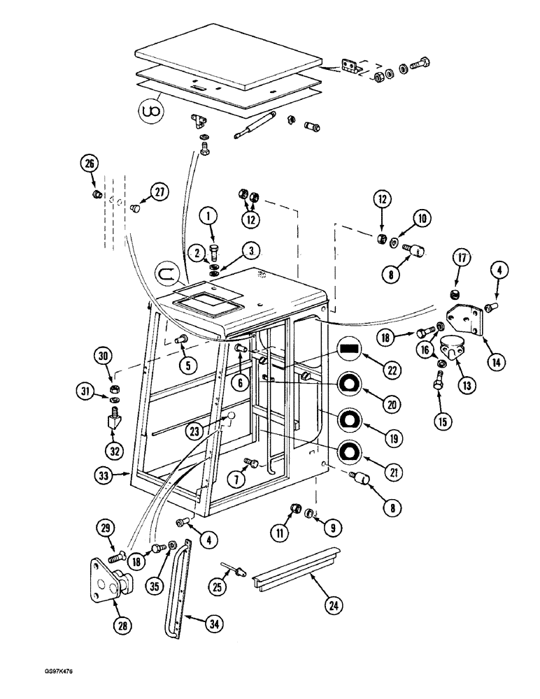 Схема запчастей Case 170C - (9-082) - CAB, CAB FRAME AND RELATED PARTS, P.I.N. 02301 AND AFTER (09) - CHASSIS