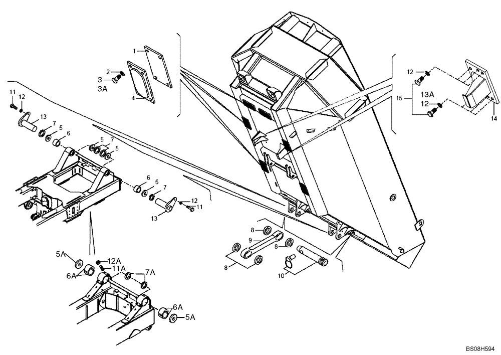 Схема запчастей Case 330B - (72A00000732[001]) - DUMP BODY INSTAL (87544246) (09) - Implement / Hydraulics / Frame / Brakes