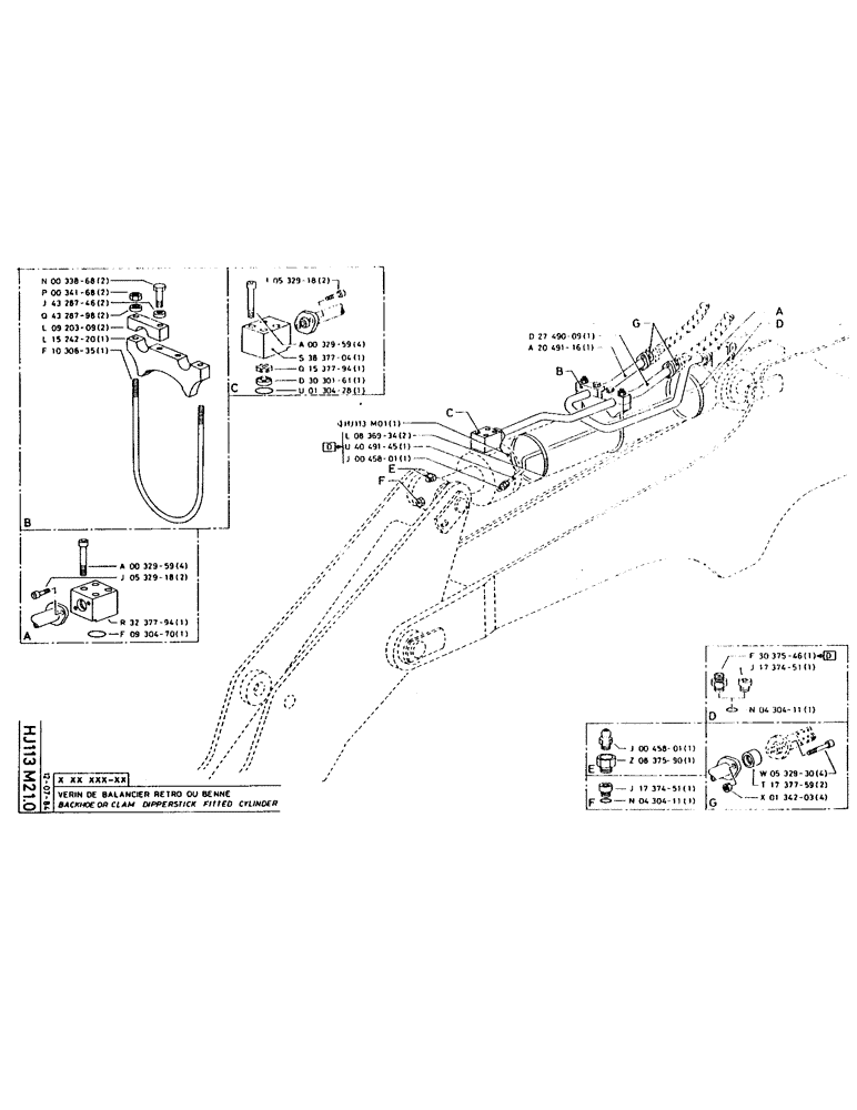 Схема запчастей Case 160CL - (177) - BACKHOE OR CLAM DIPPERSTICK FITTED CYLINDER (07) - HYDRAULIC SYSTEM