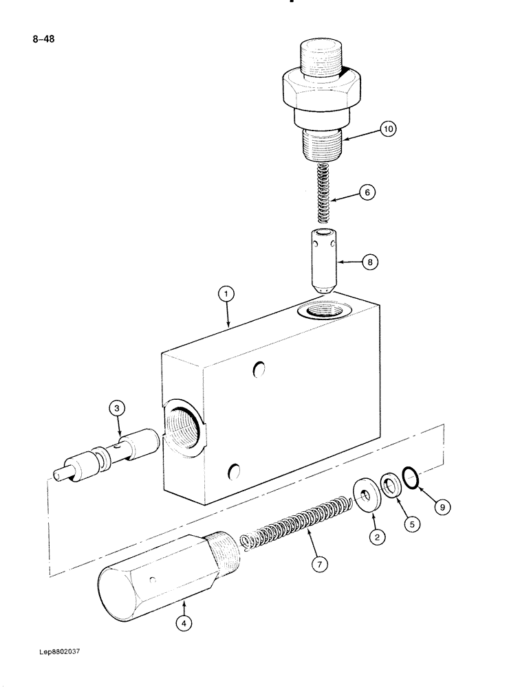 Схема запчастей Case 888 - (8-048) - ANTI-SURGE VALVE, P.I.N. FROM XXXXX TO 74418, 15201 TO 15262 (08) - HYDRAULICS