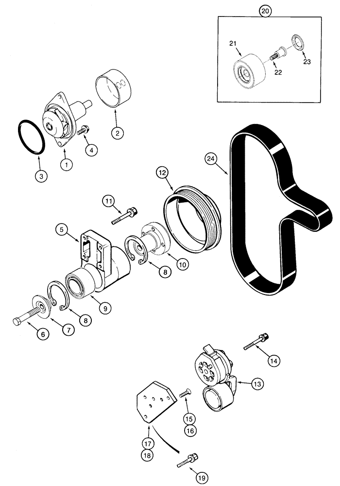 Схема запчастей Case 9020 - (2-12) - WATER PUMP SYSTEM, 4TA-390 ENGINE (02) - ENGINE