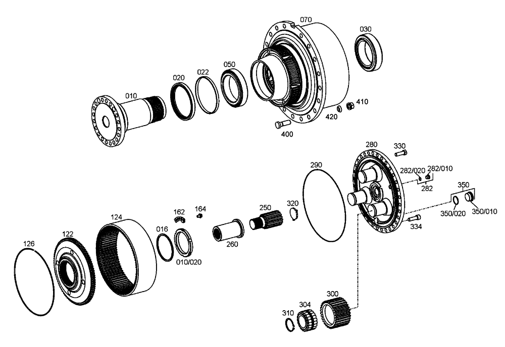 Схема запчастей Case 340 - (32A00000502[001]) - OUTPUT (27) - REAR AXLE SYSTEM