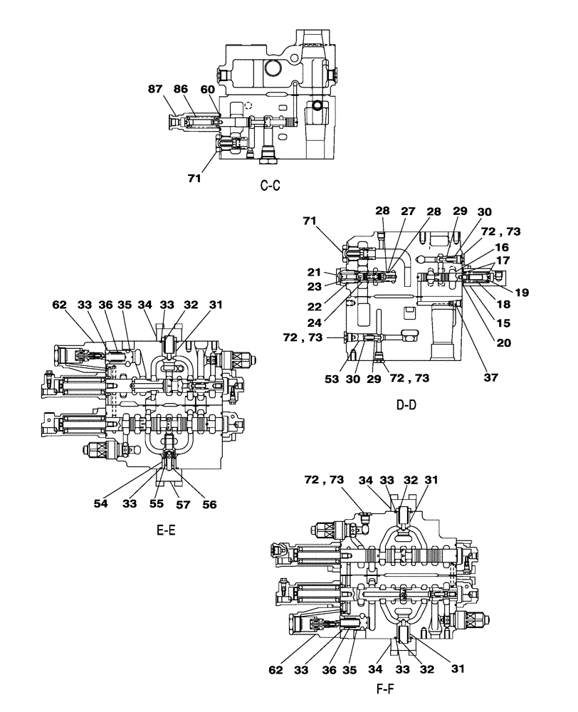 Схема запчастей Case CX350C - (08-200-04[01]) - VALVE ASSY - CONTROL (08) - HYDRAULICS