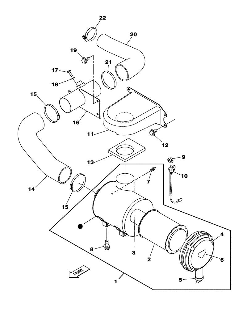 Схема запчастей Case CX250C - (02-002[00]) - AIR FILTRATION (02) - ENGINE