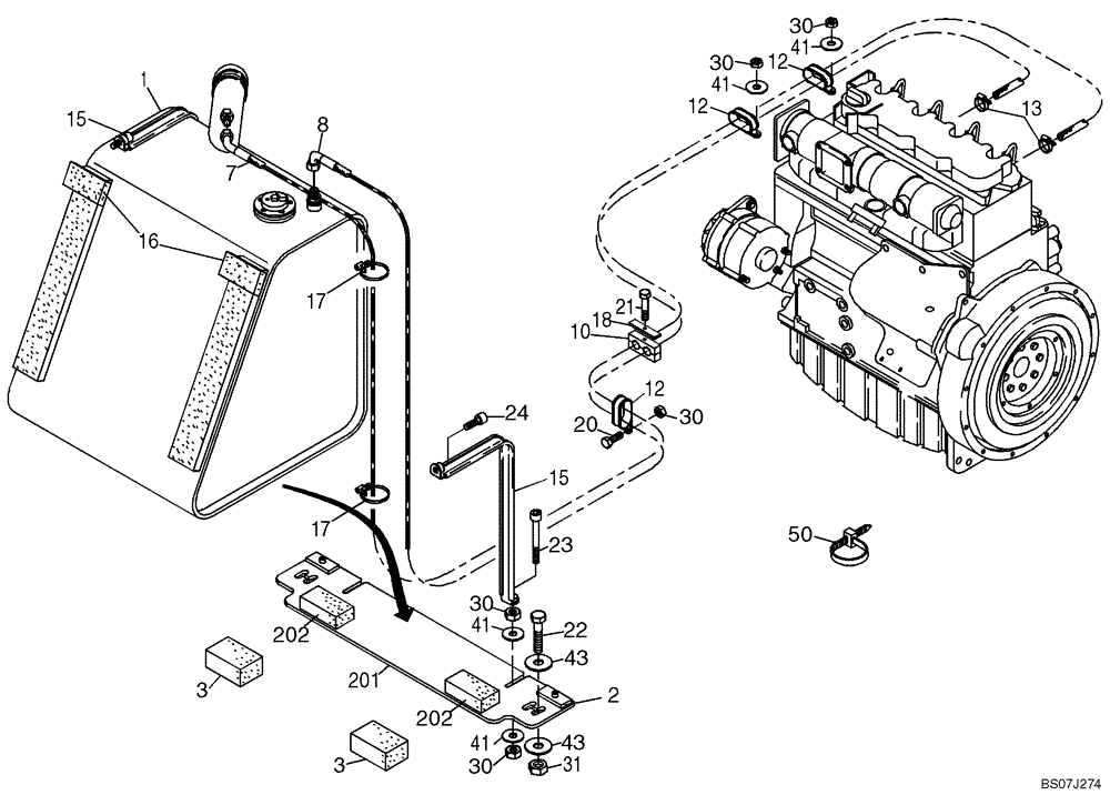 Схема запчастей Case 21D - (10.203[2987177003]) - FUEL SYSTEM (10) - ENGINE