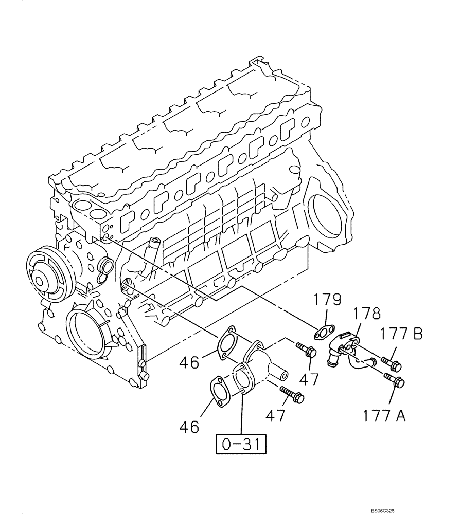 Схема запчастей Case CX330 - (02-032-01[01]) - ENGINE WATER CIRCUIT (02) - ENGINE