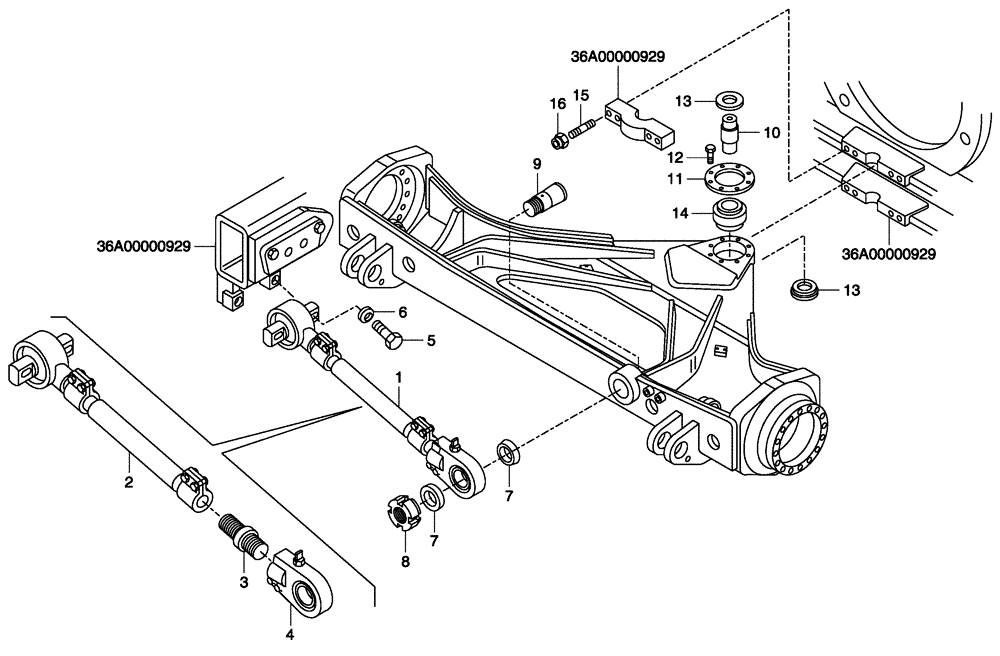 Схема запчастей Case 340 - (38A01000641[001]) - FRONT SUSPENSION (25) - FRONT AXLE SYSTEM