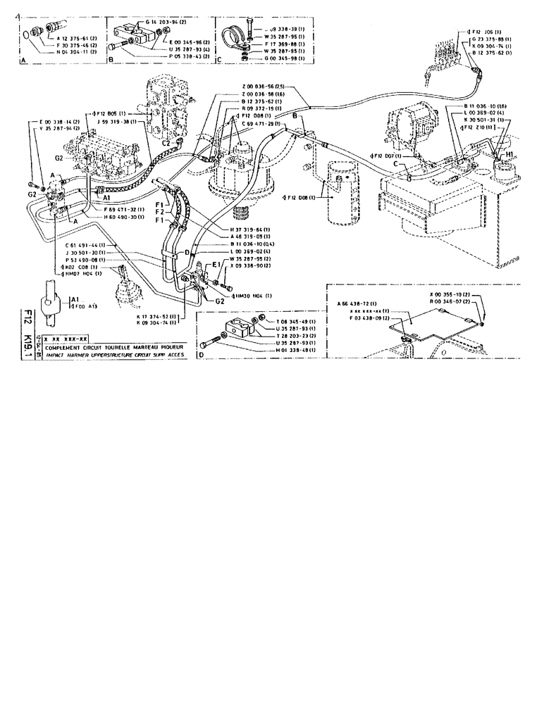 Схема запчастей Case 90BCL - (198) - IMPACT HARMER UPPERSTRUCTURE CIRCUIT SUPP. ACCES. (07) - HYDRAULIC SYSTEM