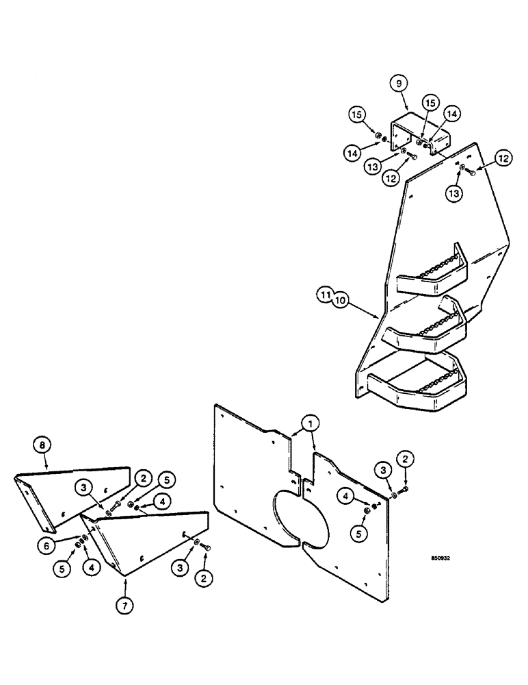 Схема запчастей Case W14 - (580) - GUARDS - ENGINE FRONT, TRANSMISSION REAR, AND STEPS, FORESTRY MODELS ONLY (09) - CHASSIS/ATTACHMENTS