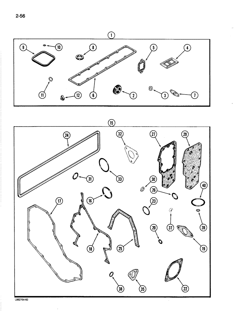 Схема запчастей Case 780C - (2-56) - GASKET KITS, 6T-590 ENGINE, VALVE GRIND (02) - ENGINE