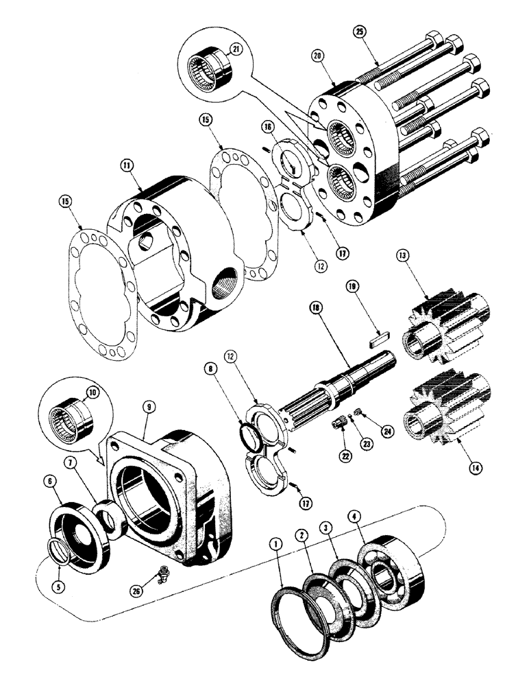 Схема запчастей Case 800 - (292) - HYDRAULIC PUMP ASSY, BODY, COVERS, GEARS, SEALS (07) - HYDRAULIC SYSTEM