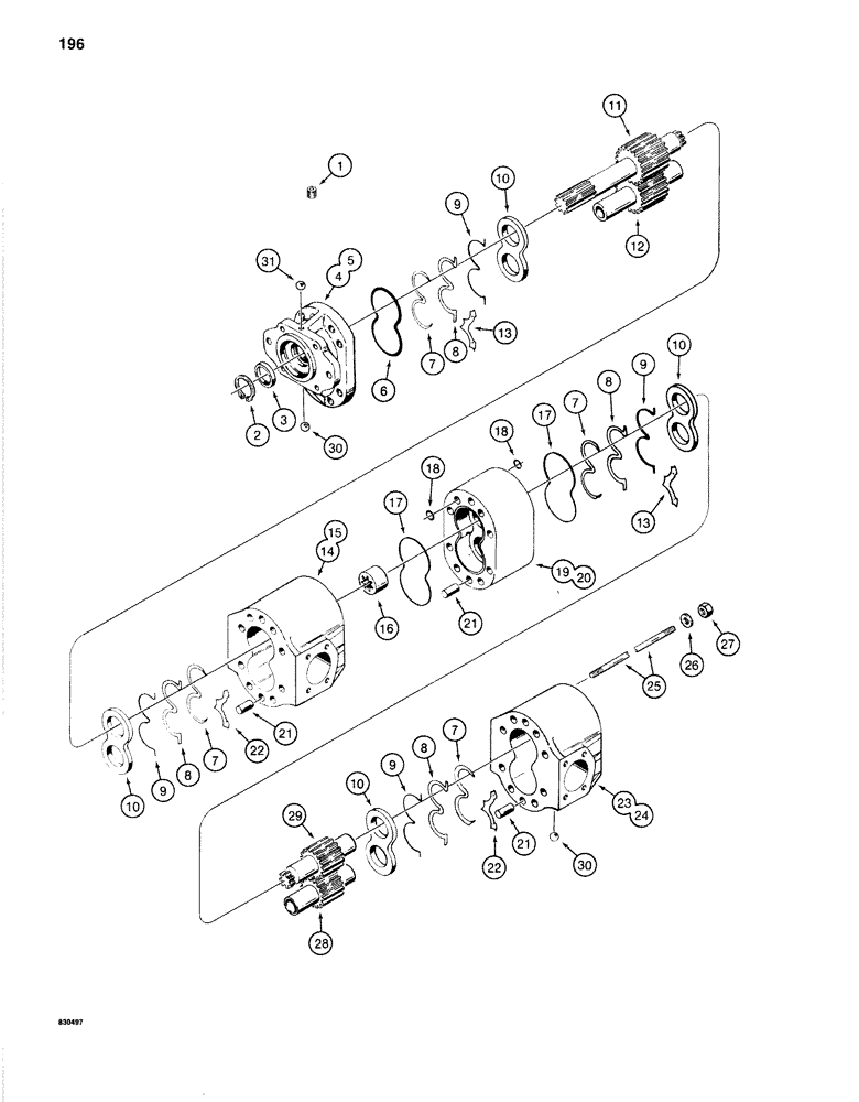 Схема запчастей Case 1280B - (196) - S513590 HYDRAULIC PUMP, USED WITH CASE ENGINE (08) - HYDRAULICS