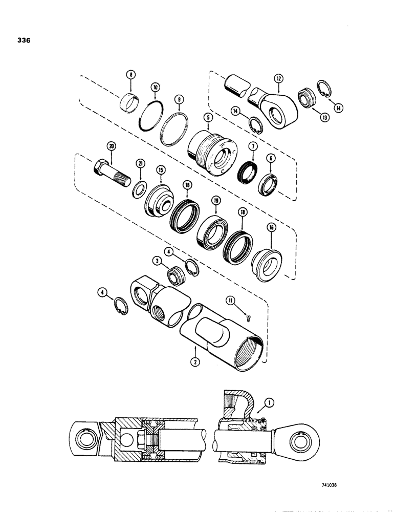 Схема запчастей Case 35 - (336) - G32265 3-POINT HITCH PITCH CYLINDER, WITH TWO PIECE PISTON 