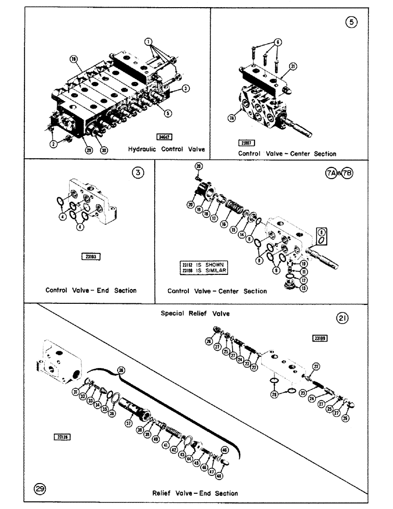 Схема запчастей Case 420B - (46) - 34642 BACKHOE HYDRAULIC CONTROL VALVE 