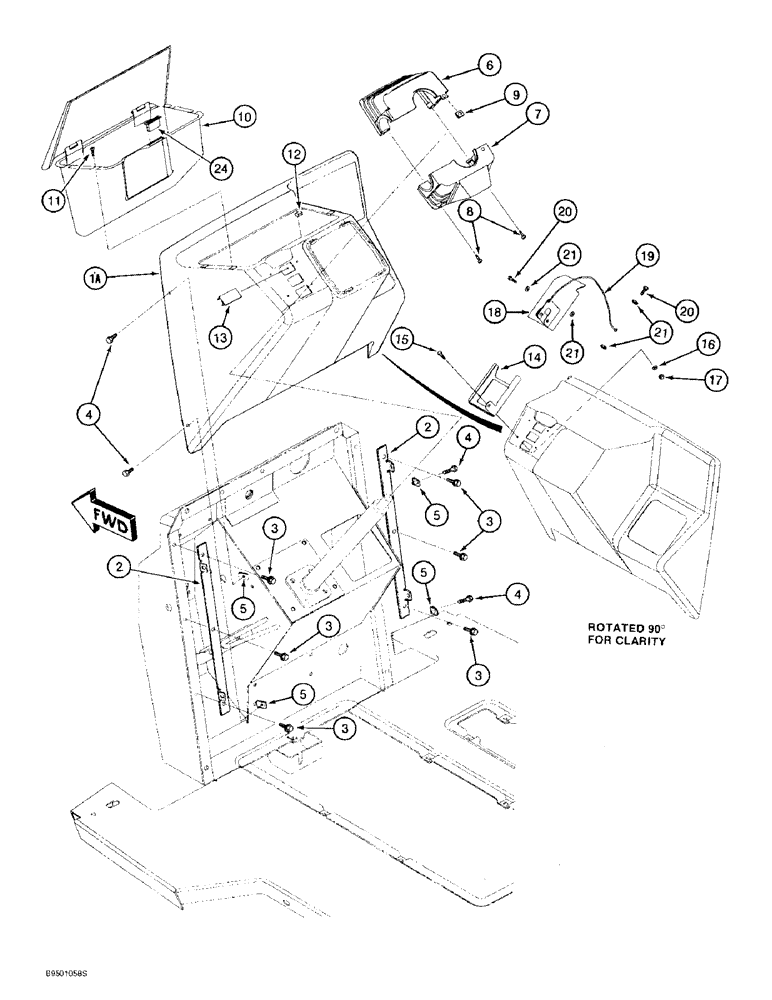 Схема запчастей Case 590L - (4-22) - FRONT INSTRUMENT PANEL AND COVERS (04) - ELECTRICAL SYSTEMS