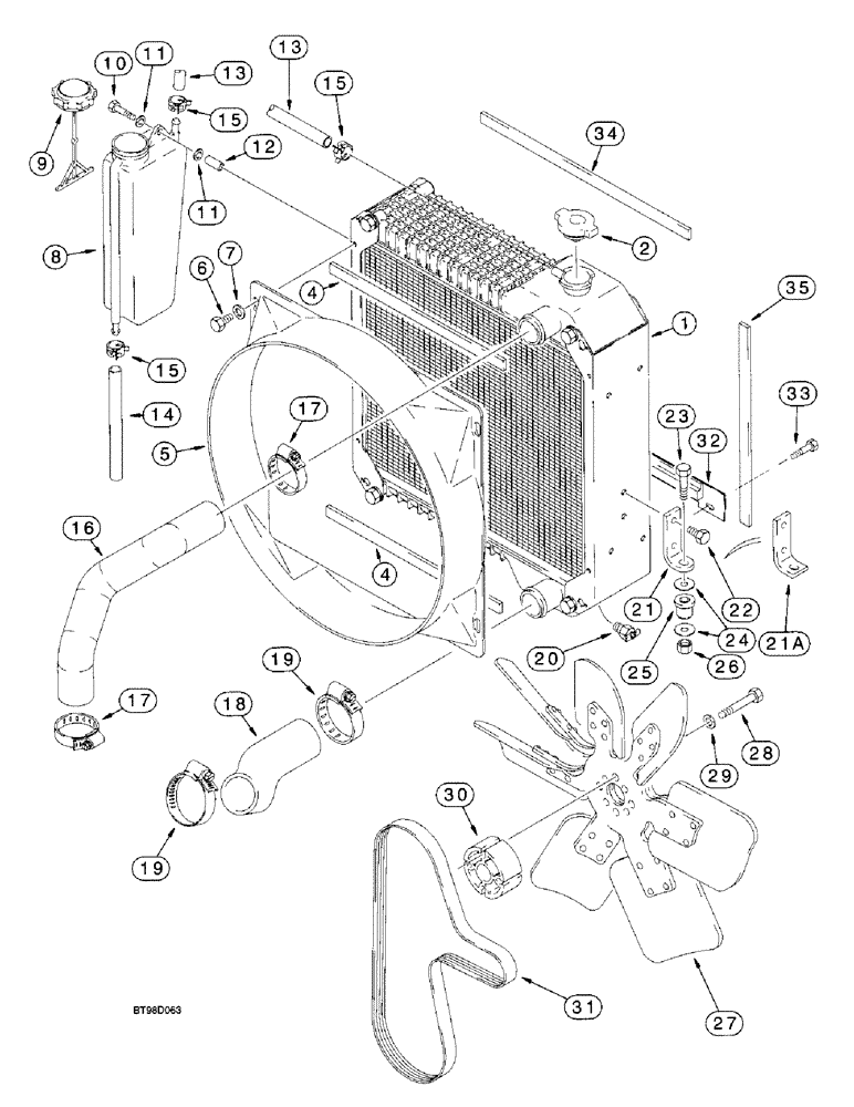 Схема запчастей Case 580L - (2-02) - RADIATOR, FAN AND MOUNTING PARTS (02) - ENGINE