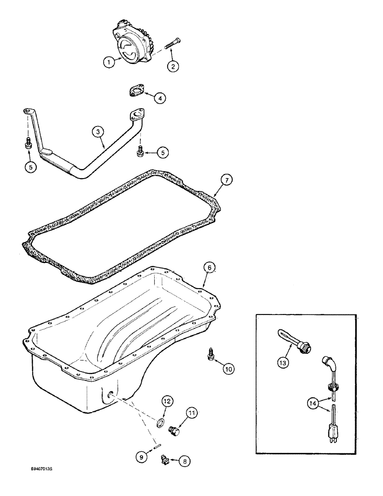 Схема запчастей Case 570LXT - (2-030) - OIL PUMP AND OIL PAN, 4-390 ENGINE, 4T-390 ENGINE (02) - ENGINE