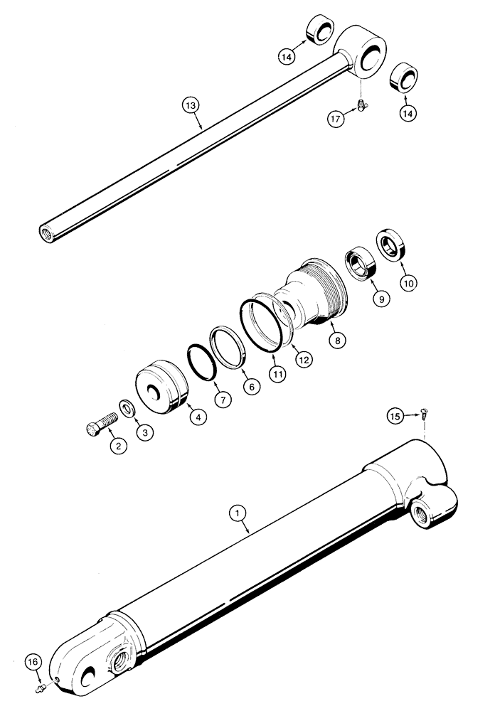 Схема запчастей Case 1835C - (8-76) - LOADER BUCKET TILT CYLINDER, PRIOR TO P.I.N. JAF0130838 (08) - HYDRAULICS