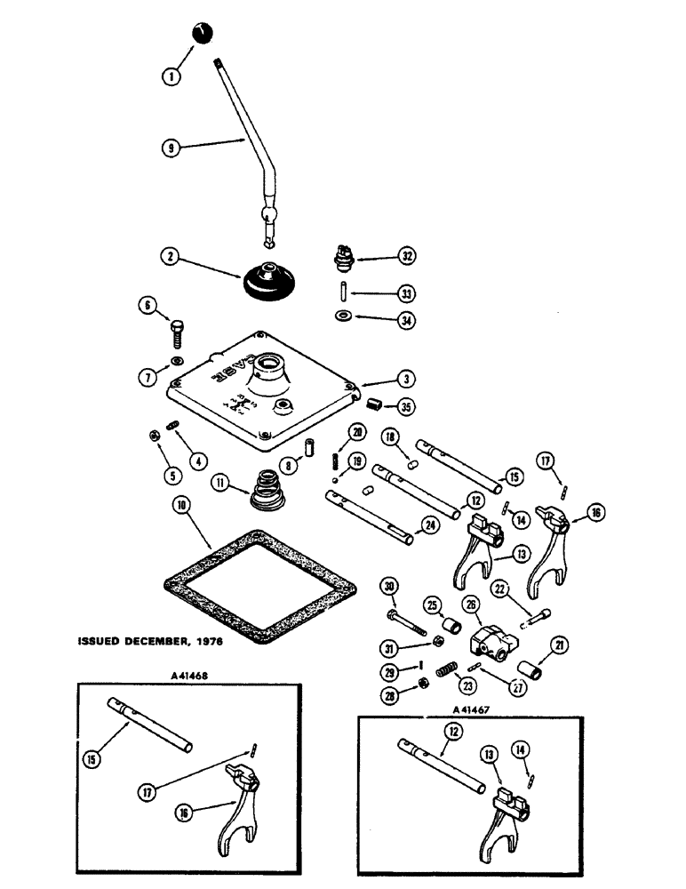 Схема запчастей Case 580 - (106) - GEAR SHIFT COVER, 1ST USED TRANS. SER. NO. 2215189 (21) - TRANSMISSION