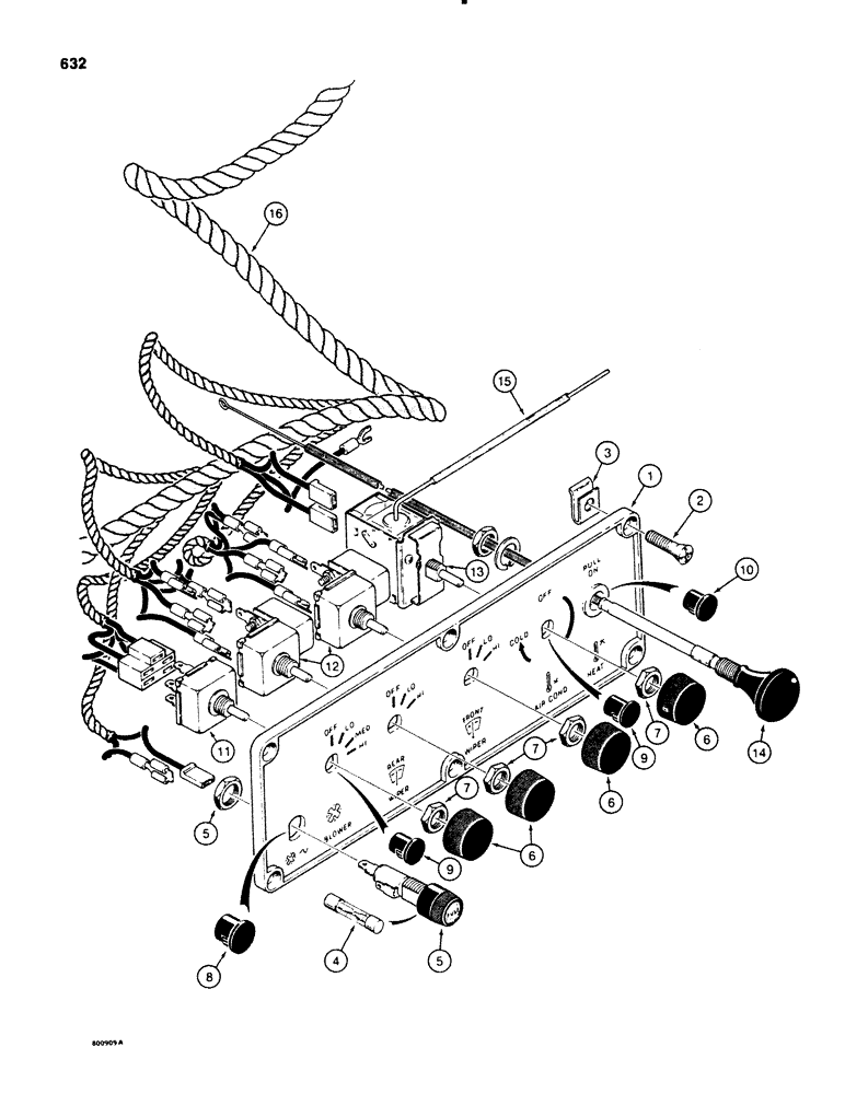 Схема запчастей Case 580SE - (632) - CAB CONTROL PANEL AND WIRING (09) - CHASSIS/ATTACHMENTS