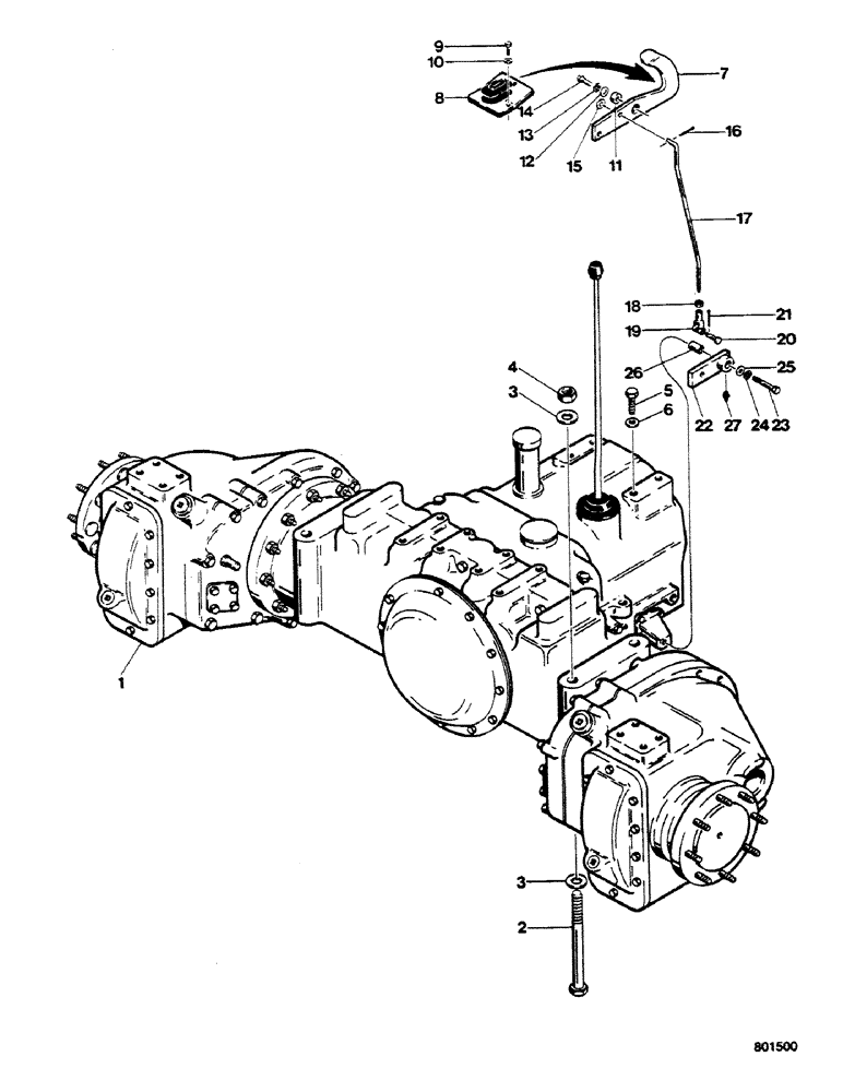 Схема запчастей Case 580G - (154) - TRANSAXLE MOUNTING AND DIFFERENTIAL LOCK CONTROL (06) - POWER TRAIN