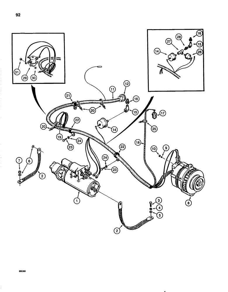 Схема запчастей Case 1080 - (092) - DETROIT DIESEL ENGINE ELECTRICAL SYSTEM (55) - ELECTRICAL SYSTEMS