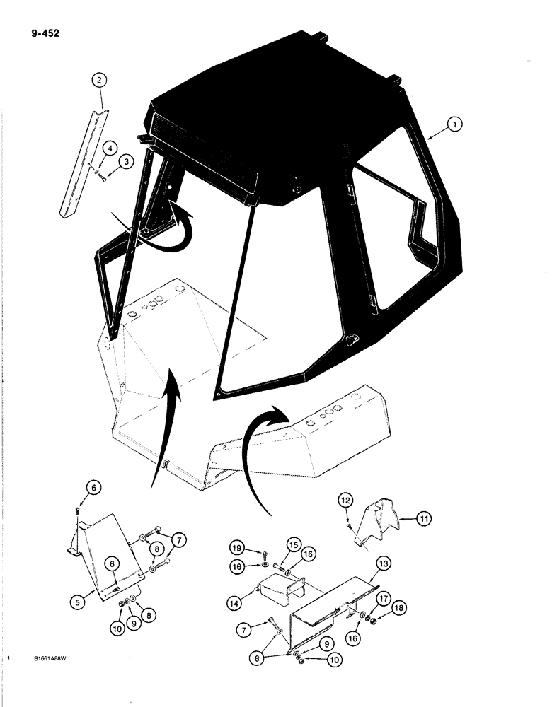 Схема запчастей Case 780C - (9-452) - HEATING AND AIR CONDITIONING LINE COVERS (09) - CHASSIS/ATTACHMENTS