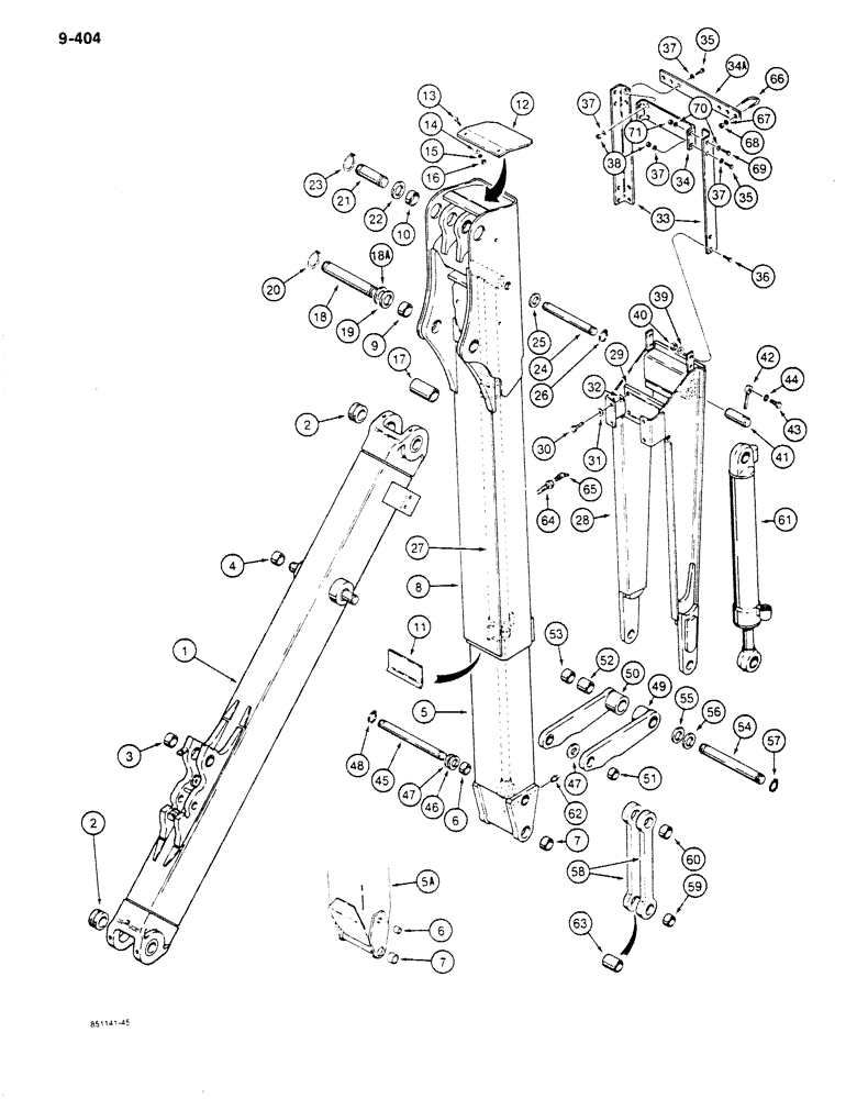 Схема запчастей Case 680K - (9-404) - EXTENDABLE DIPPER (09) - CHASSIS/ATTACHMENTS