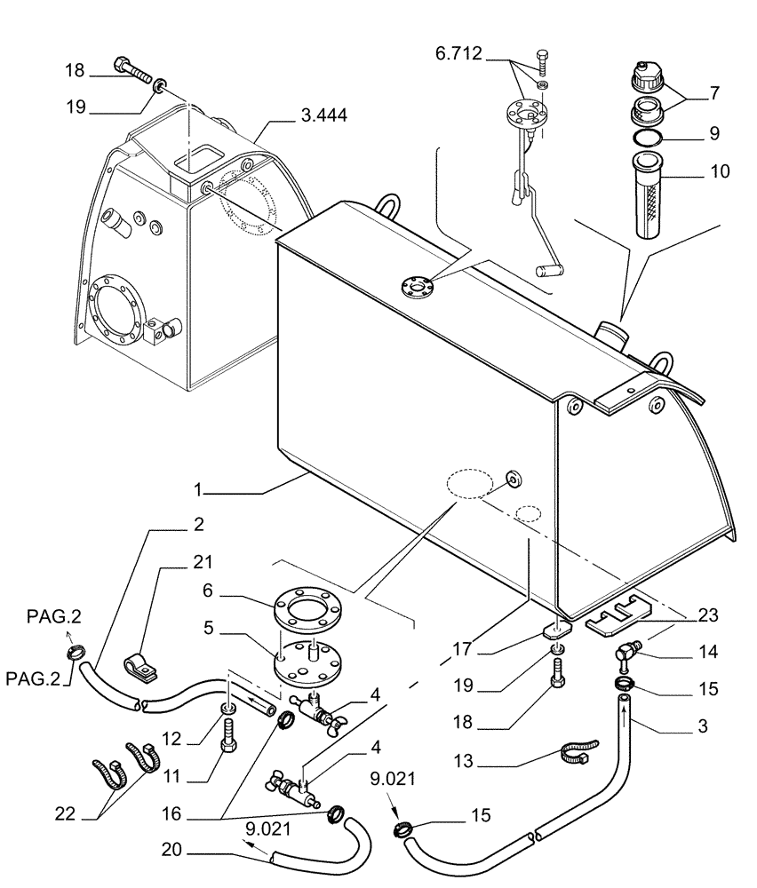 Схема запчастей Case 1850K LT - (0.510[01]) - FUEL TANK (01) - ENGINE