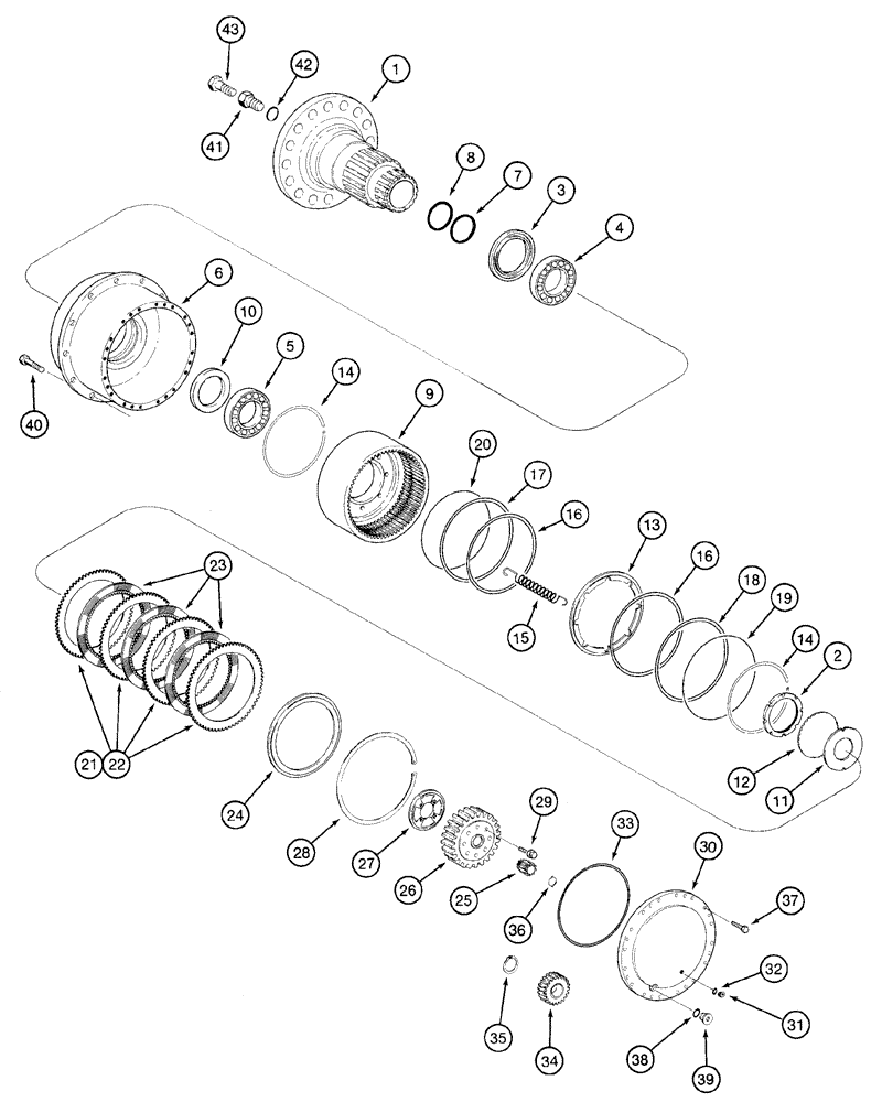 Схема запчастей Case 721C - (06-25) - AXLE, FRONT - HUB, DISC BRAKES AND PLANETARY -JEE0123289 (06) - POWER TRAIN