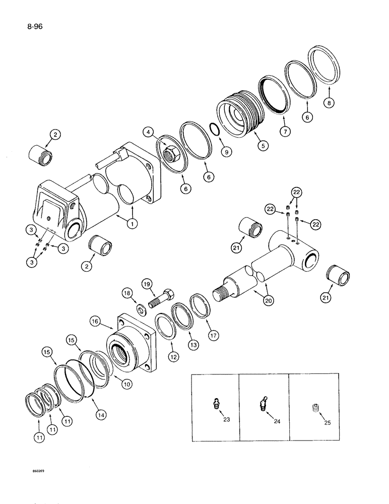 Схема запчастей Case 1086B - (8-096) - BOOM AND ARM CYLINDER, USED WITH LOGGER BOOM (08) - HYDRAULICS