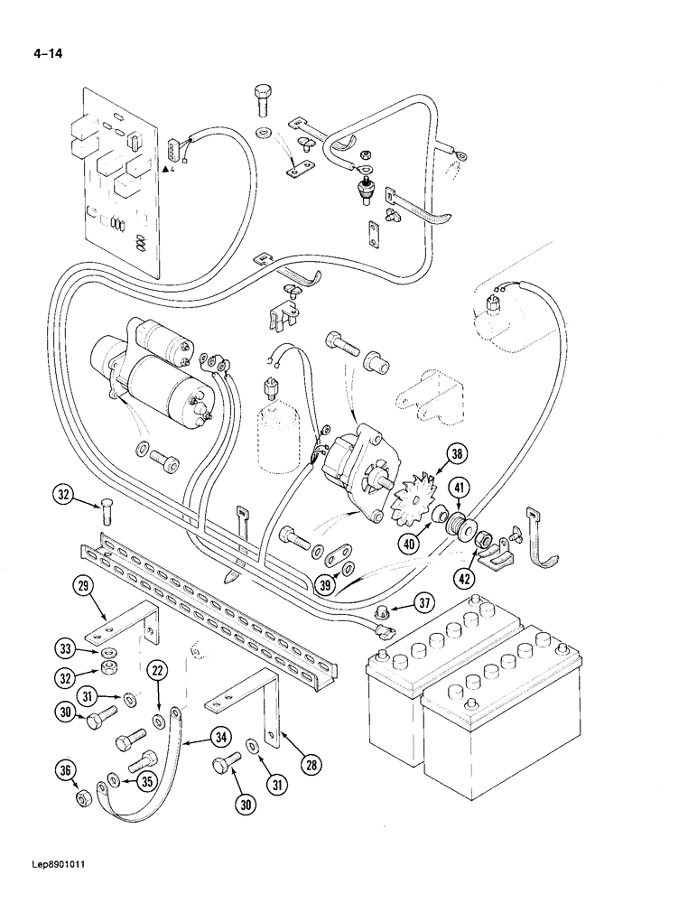 Схема запчастей Case 688 - (4-14) - ENGINE ELECTRICAL SYSTEM, HARNESS GUARD AND ENGINE GROUND CABLE (04) - ELECTRICAL SYSTEMS