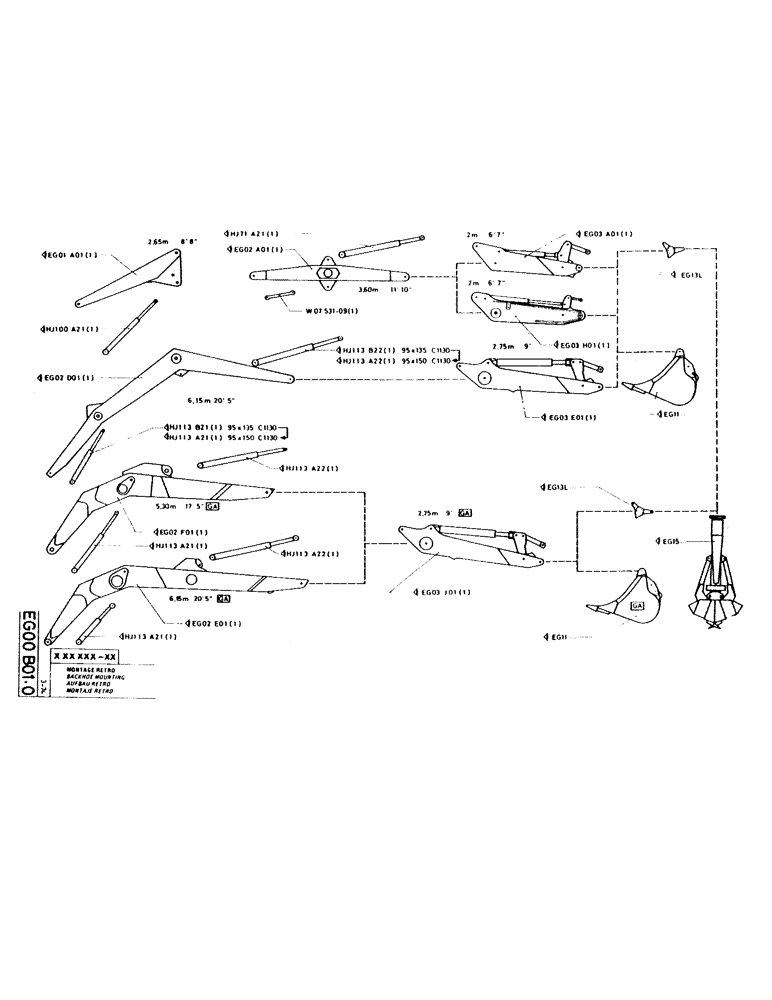 Схема запчастей Case GC120 - (210) - BACKHOE MOUNTING 