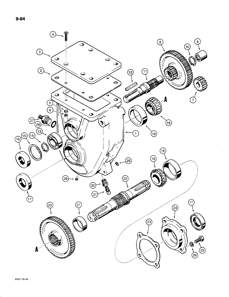 Схема запчастей Case MAXI-SNEAKER C - (9-64) - HYDRA-BORER GEARBOX (09) - CHASSIS/ATTACHMENTS