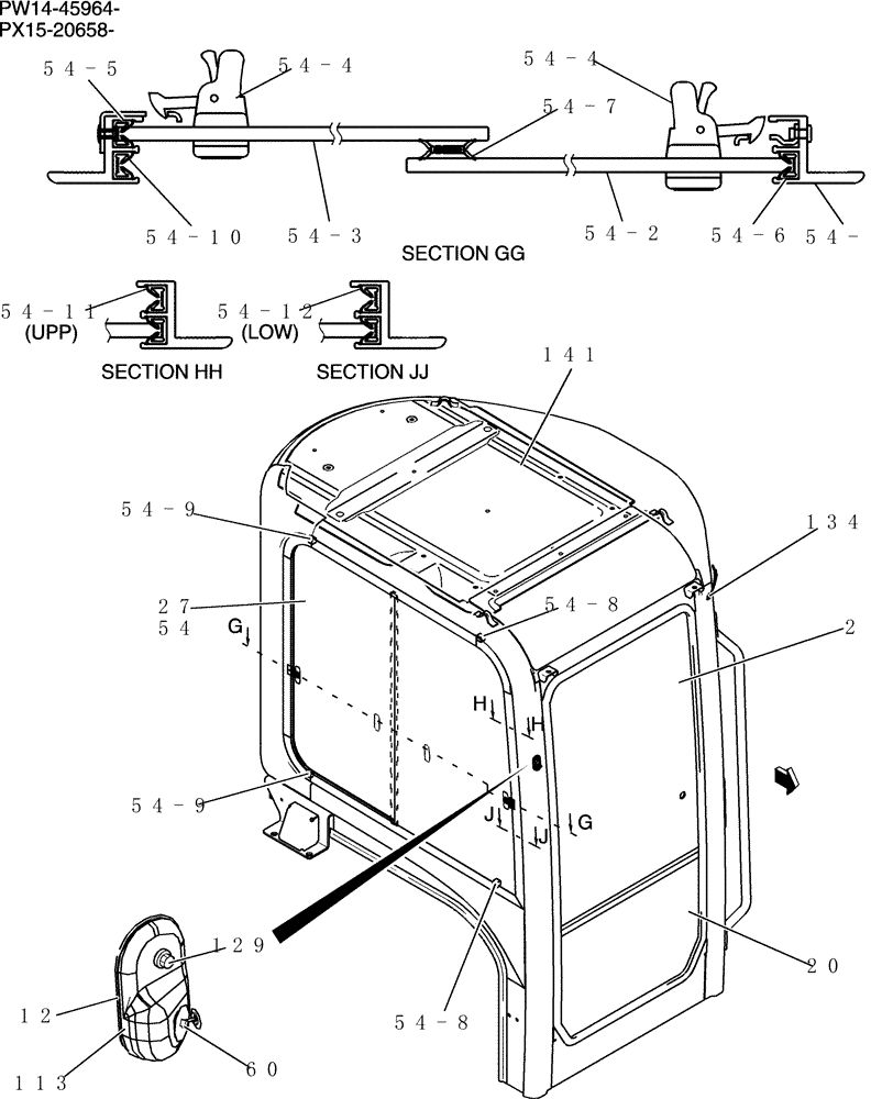 Схема запчастей Case CX36B - (180-17[2]) - CAB ASSEMBLY (05) - SUPERSTRUCTURE